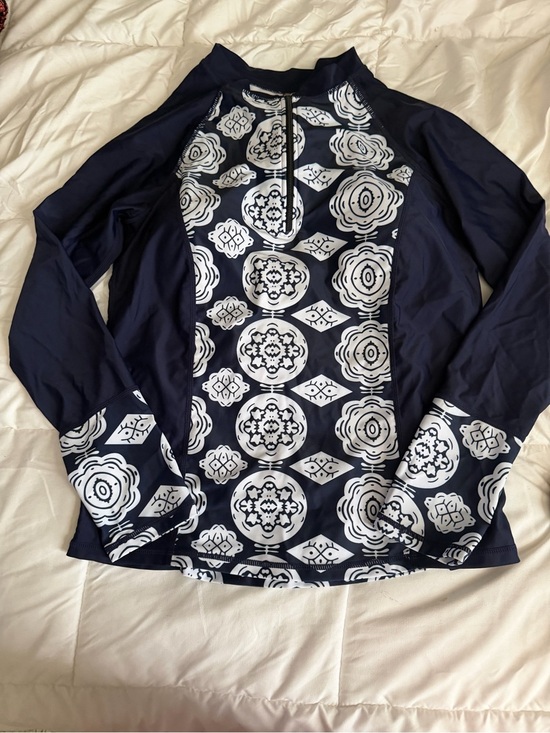 Other - Navy and White Printed Long Sleeve Rash Guard